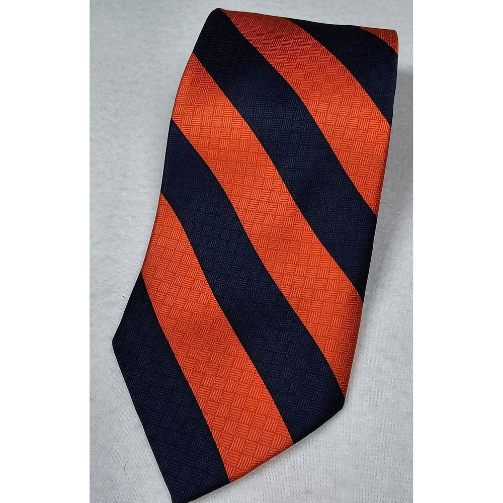 Merge Left Brand Chicago Bears‎ Orange Blue Wide Striped Neck Tie 58"